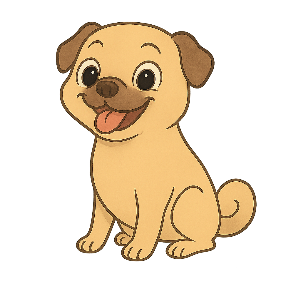 A cute cartoon pug